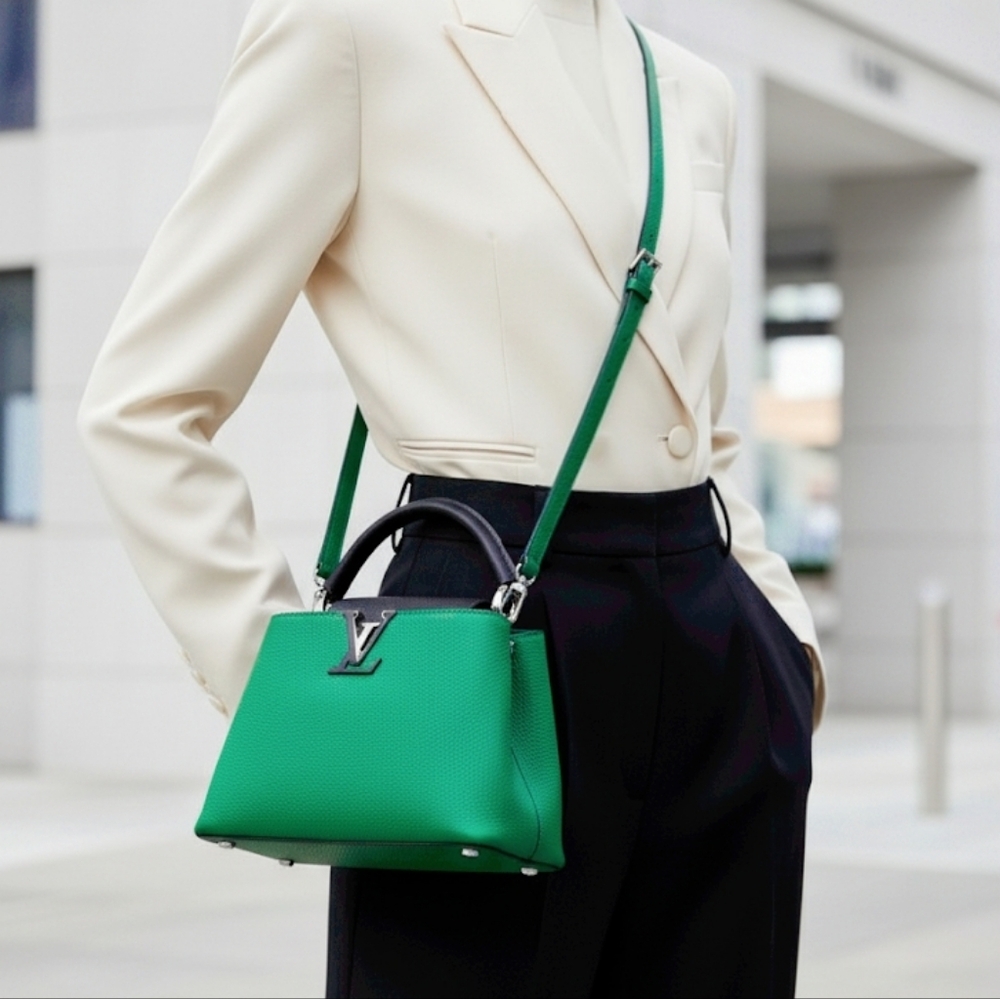 ✨️Authentic Louis Vuitton Capucines BB Green Leather Crossbody Bag - Picture 2 of 13